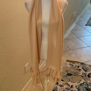 Kate Spade Ruffle Long Scarf Blush Pink Wool Blend Preppy City Winter Careerwear
